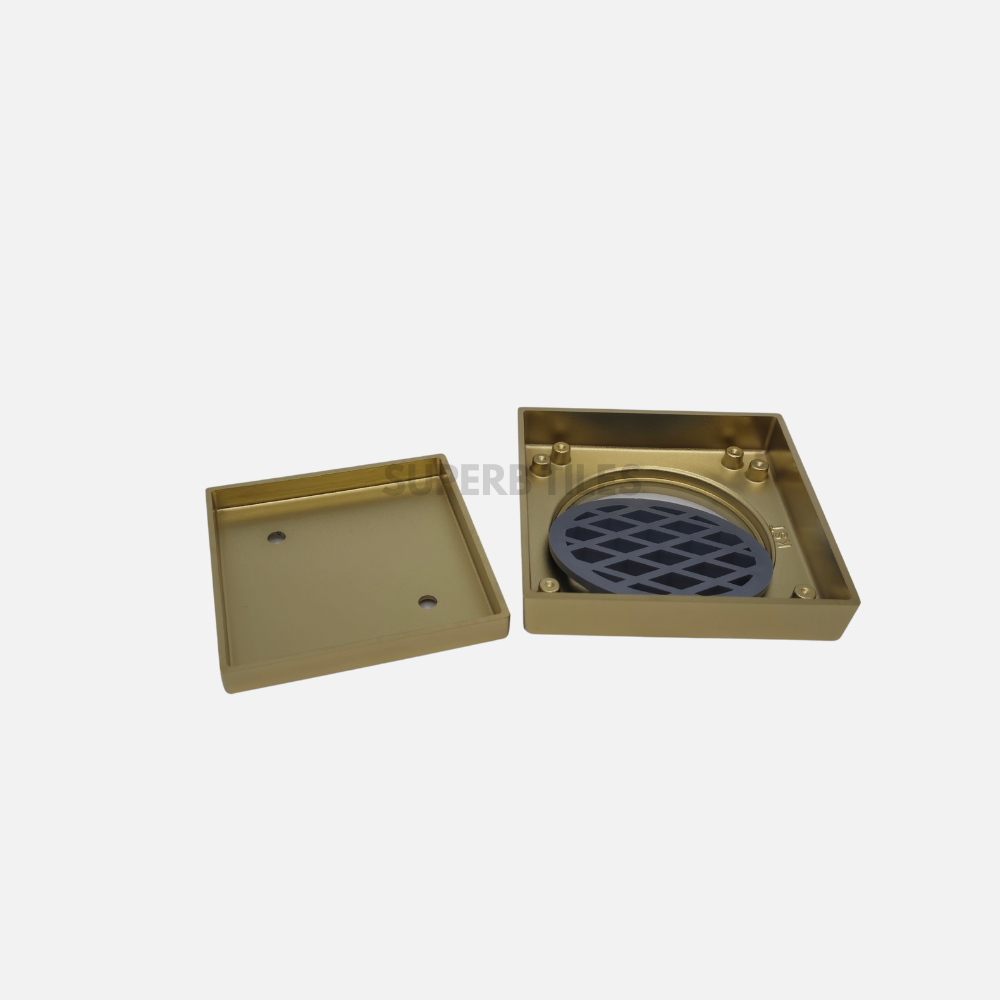 FLOOR GRATE SLIM SQUARE TILE INSERT 115X115 - 90MM WASTE PIPE