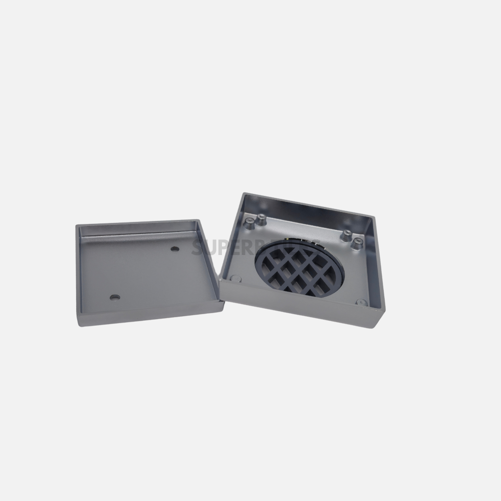 FLOOR GRATE SLIM SQUARE TILE INSERT 115X115 - 75MM WASTE PIPE