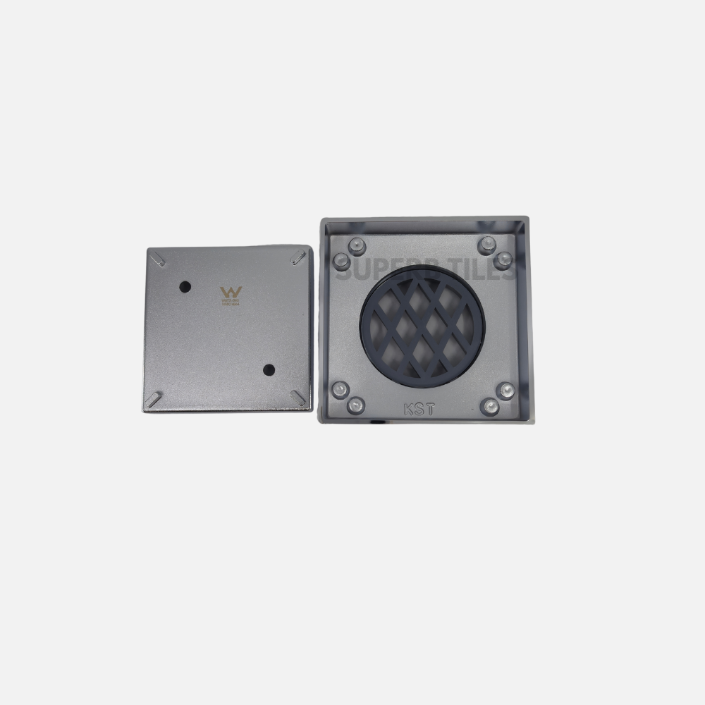 FLOOR GRATE SLIM SQUARE TILE INSERT 115X115 - 75MM WASTE PIPE