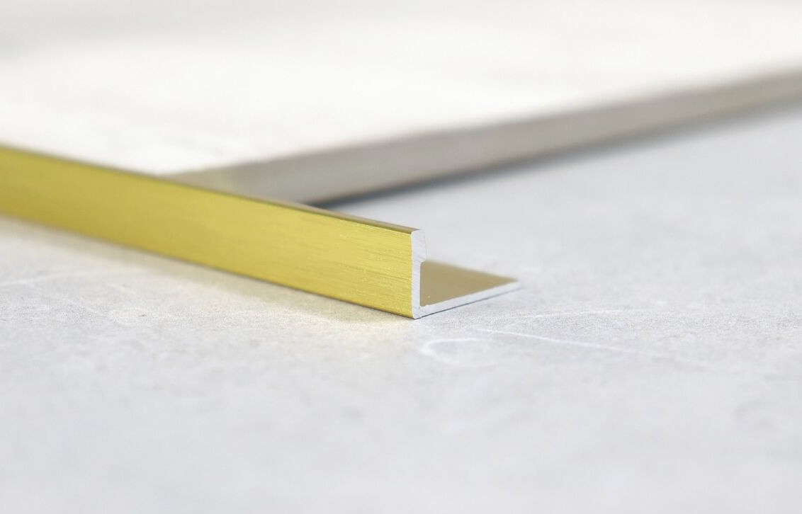 TRIMS - L SHAPE ALUMINIUM 3M - BRUSHED MATT GOLD