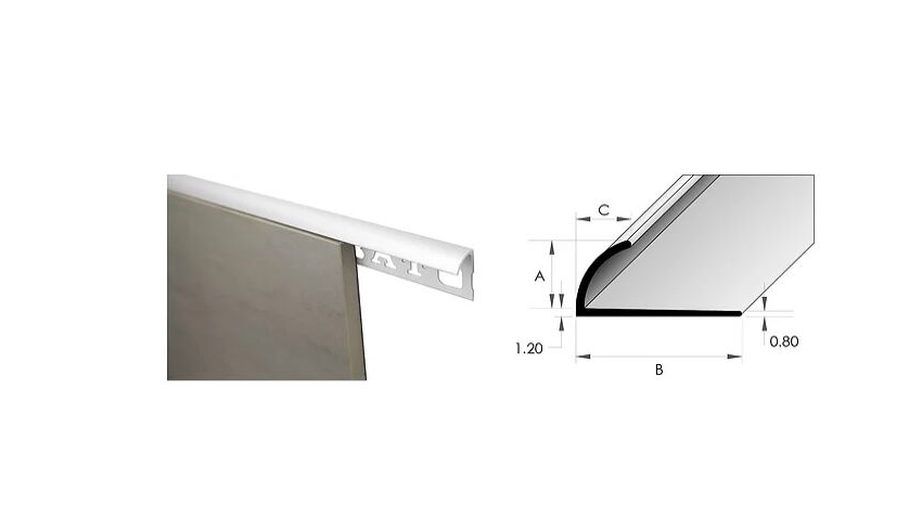 TRIMS - HALF ROUND ALUMINIUM 3M - BRIGHT SILVER